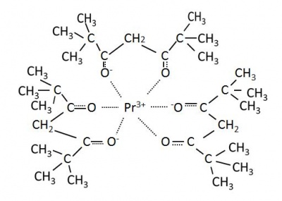 Tris(2,2,6,6-tetramethyl-3,5-heptanedionato)prasedium, m.p. 212-214°C
