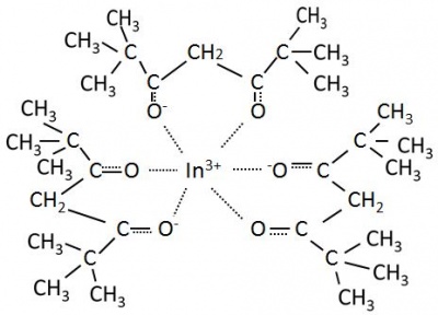 Tris(2,2,6,6-tetramethyl-3,5-heptanedionato)indium, m.p. 167°C