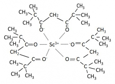 Tris(2,2,6,6-tetramethyl-3,5-heptanedionato)scandium, m.p. 150-152°C