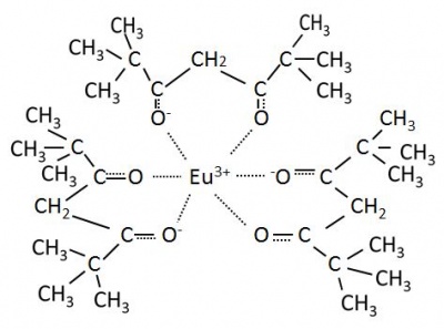 Tris(2,2,6,6-tetramethyl-3,5-heptanedionato)europium, m.p. 187-191°C 